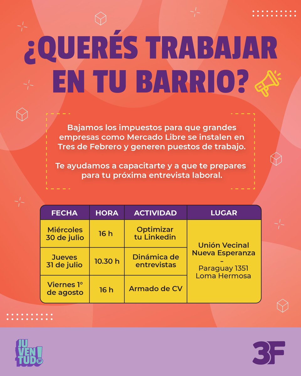 dievalen's tweet photo. Muchas empresas están viniendo a invertir y crear trabajo a Tres de Febrero, entre ellas Mercado Libre. Por eso queremos invitarte a fortalecer tu perfil laboral, con un buen armado de CV y de tu información en LinkedIn! https://t.co/GqLZ3ovi5F