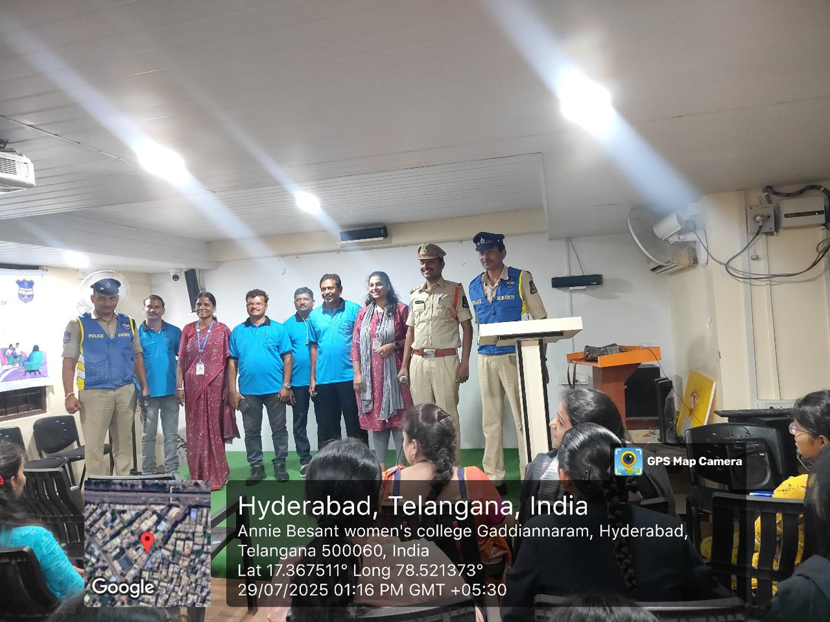 Today Malakpet Police station Conducted Awareness program about Anti- human trafficking unit bharosa center dhairya for domestic abuse at Annie Besant College, Dilshuknagar, Malakpet, Hyderabad.