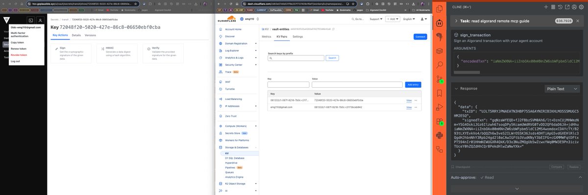 🚨 IMPORTANT Notification🚨

#Algorand remote MCP is upgraded to a new innovative version using social accounts custodial wallet accounts on <a href="/HashiCorp/">HashiCorp</a> Vault now and is back to service!

Now, private keys generated using Algorand Remote MCP are owned and usable ONLY by the owner