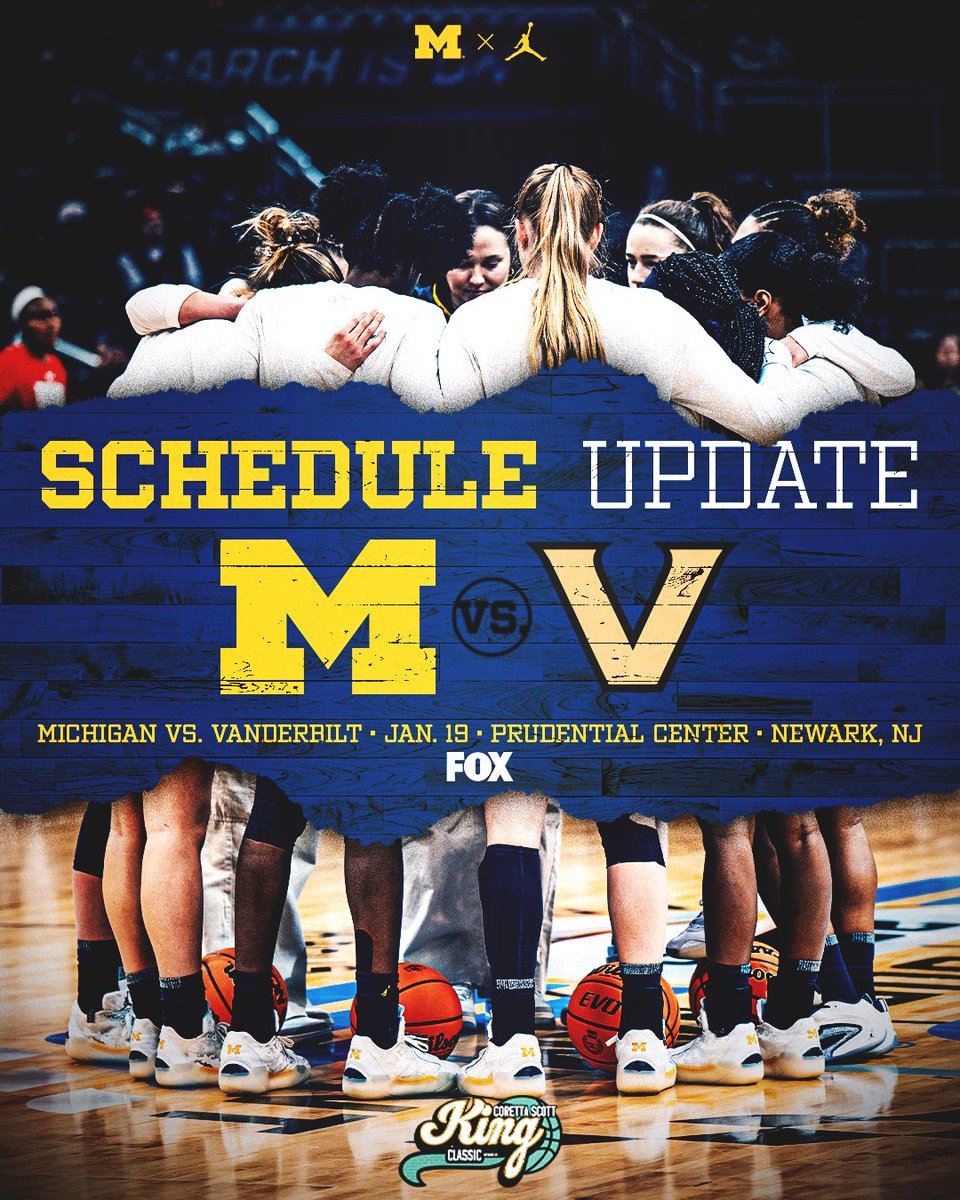 Michigan Women’s Basketball (@umichwbball) on Twitter photo Honored to participate in the 2026 Coretta Scott King Classic <a href="/PruCenter/">Prudential Center</a> on MLK Day
U-M vs. Vanderbilt, 2:30 p.m.: myumi.ch/8qg7R
Michigan ticket presale: myumi.ch/z9MPA
#GoBlue Honored to participate in the 2026 Coretta Scott King Classic <a href="/PruCenter/">Prudential Center</a> on MLK Day
U-M vs. Vanderbilt, 2:30 p.m.: myumi.ch/8qg7R
Michigan ticket presale: myumi.ch/z9MPA
#GoBlue
