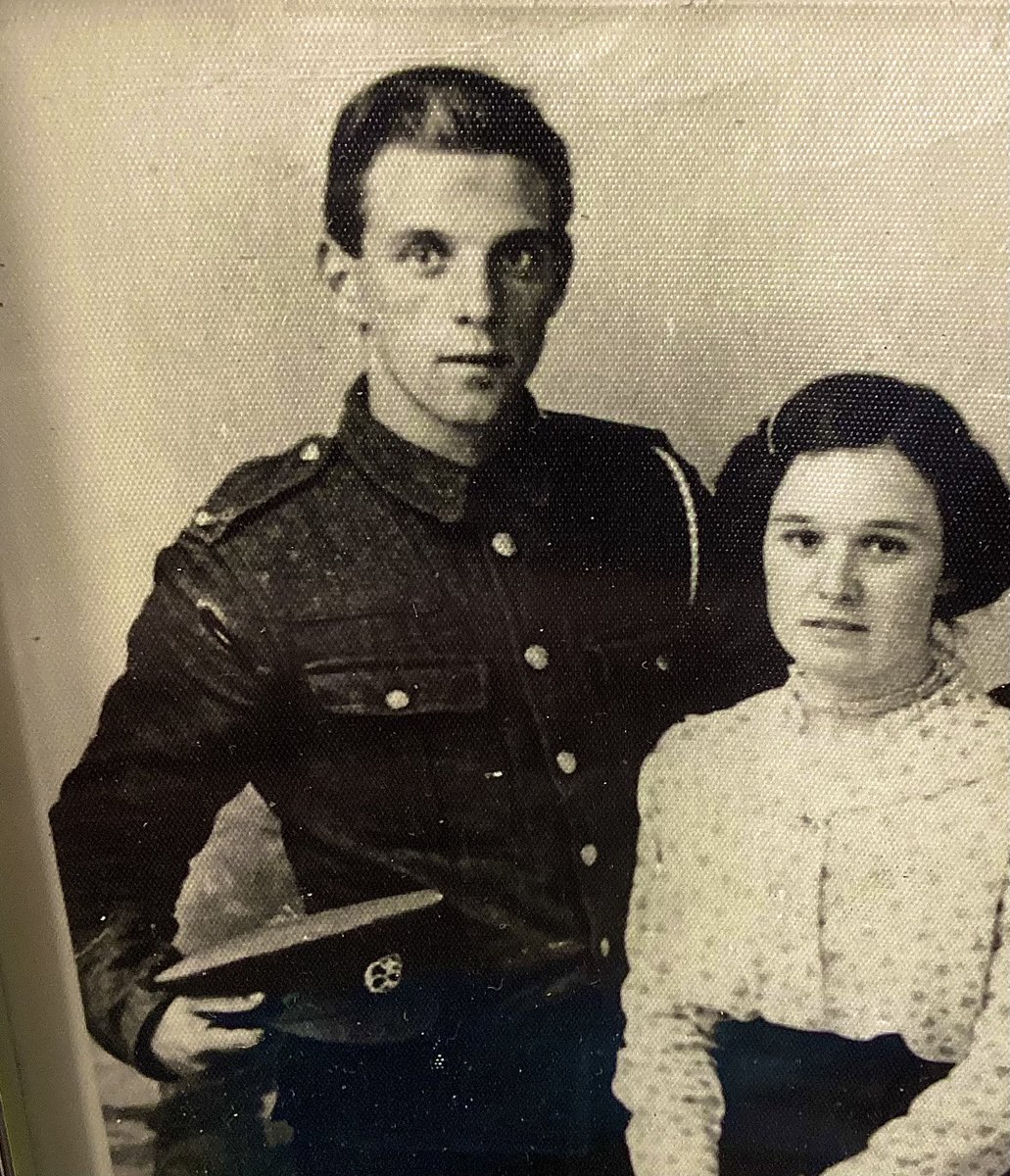 Found this picture at my aunties house of my nan and grandad which we think was taken in about 1917.
My grandad was in the South Lancashire Regiment