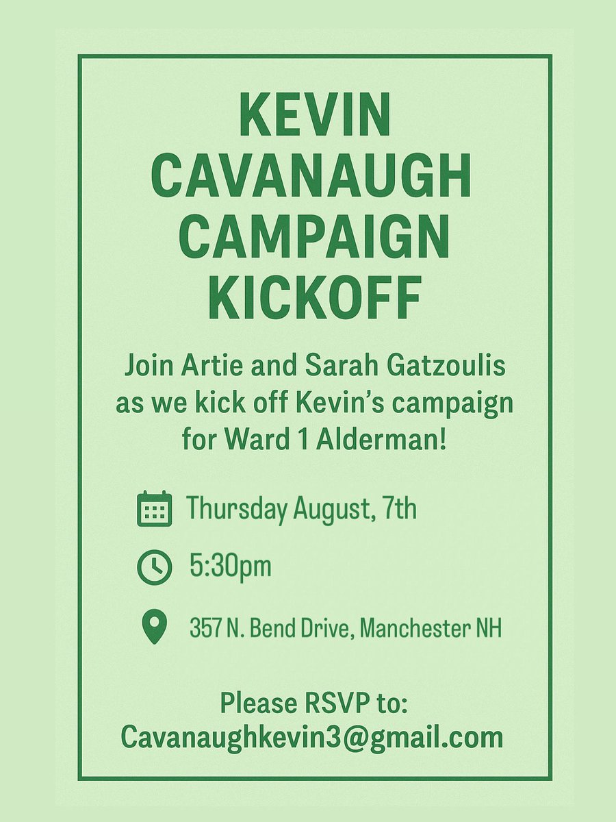August 7th at 5:30 PM — Join me for my campaign kickoff!

Any donations are appreciated, but if you can’t donate, we ask that you bring a friend.

Let’s start this thing off right — see you there!
