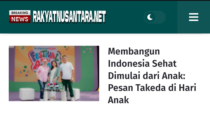 Membangun Indonesia Sehat Dimulai dari Anak: Pesan Takeda di Hari Anak
rakyatnusantara.net/2025/07/memban…