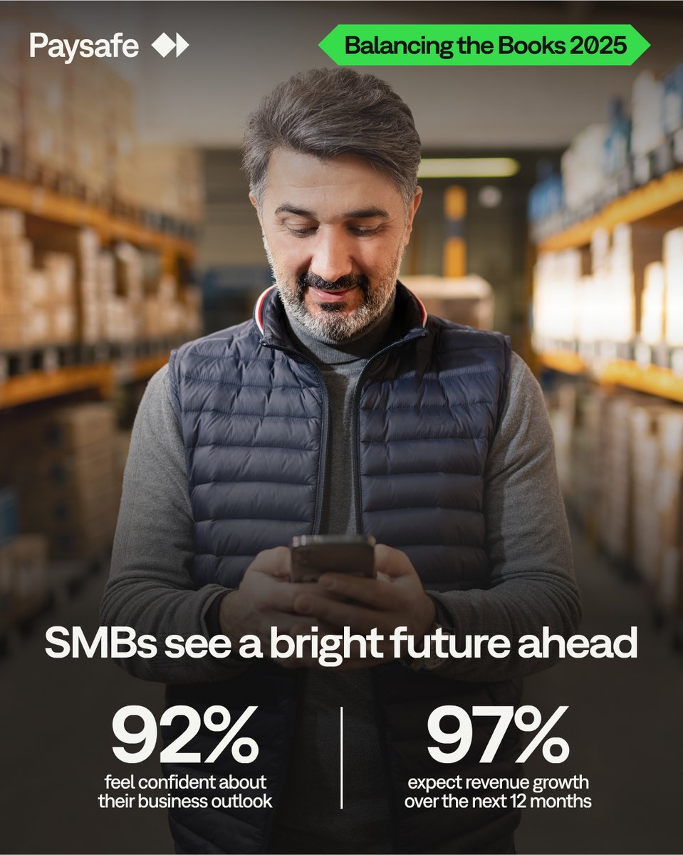 U.S. SMBs are gearing up for growth.

📈 92% feel optimistic about their business outlook. 
💰 97% expect revenue growth over the next 12 months. 

Learn how small businesses are using payments to drive momentum 👉 paysafe.com/us-en/small-bu…