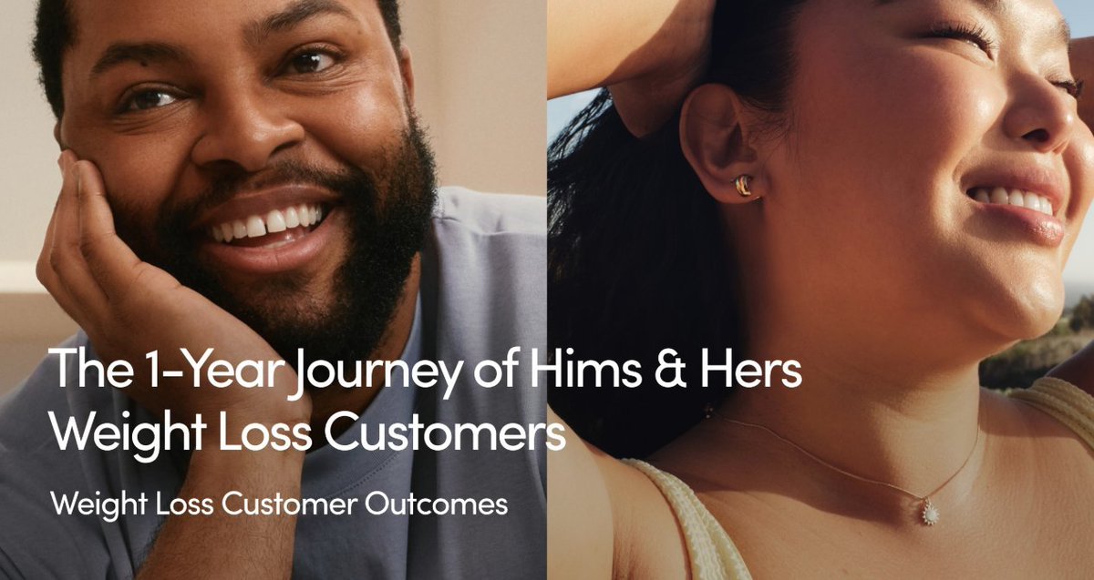 🚨 $HIMS JUST DROPPED NEW DATA ABOUT ITS WEIGHT LOSS PROGRAM

800k total weight loss subs since the launch of the category

75% still on treatment plans after 6 months vs. 20% real-world GLP-1 adherence rate (not an apples-to-apples comparison, which Hims notes)

Only 10.3% of