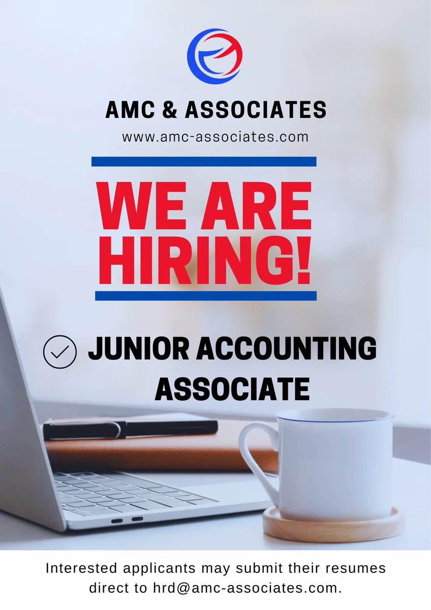 AMC_CPAs's tweet image. Are you passionate, driven, and ready to grow your career? 

You may send your resumes direct to hrd@amc-associates.com

Interested applicants for Junior Accounting Associate may click the link below:
ph.jobstreet.com/job/86102388

Apply now and take  the next step in your journey!
