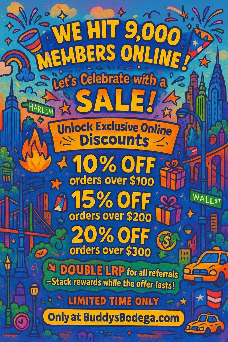 Buddy’s Bodega (@buddysbodega) on Twitter photo CELEBRATING 9000 ONLINE MEMBERS! GO TO BUDDYSBODEGA.COM AND START SAVING!
<a href="/BuddysBodegaCA/">buddysbodega.ca</a>
#BuddysBodega #Ca #Ny #Gogreen #SpreadGreenNotHate CELEBRATING 9000 ONLINE MEMBERS! GO TO BUDDYSBODEGA.COM AND START SAVING!
<a href="/BuddysBodegaCA/">buddysbodega.ca</a>
#BuddysBodega #Ca #Ny #Gogreen #SpreadGreenNotHate