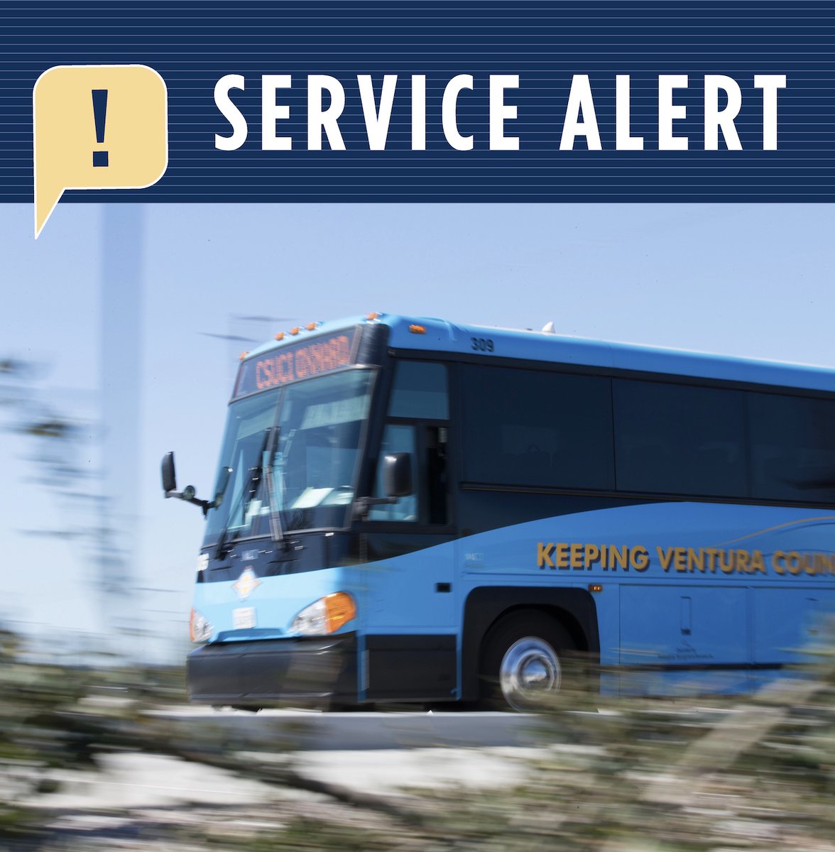 VCTC RIDER ALERT: The following Hwy 101 trips are canceled this morning: 50 SB leaving Ventura Transit Center at 6:30am &amp; 50 NB leaving Thousand Oaks Transit Center at 8:05am. We apologize for the inconvenience.