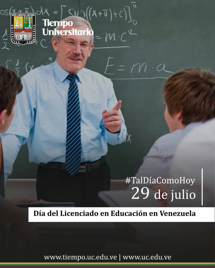 #TalDíaComoHoy se celebra en Venezuela el Día del Licenciado en Educación. Esta fecha se instituyó con motivo de la creación del colegio que agrupa a estos profesionales.  

¡Felicitaciones a los licenciados en Educación de la UC! 

#UC