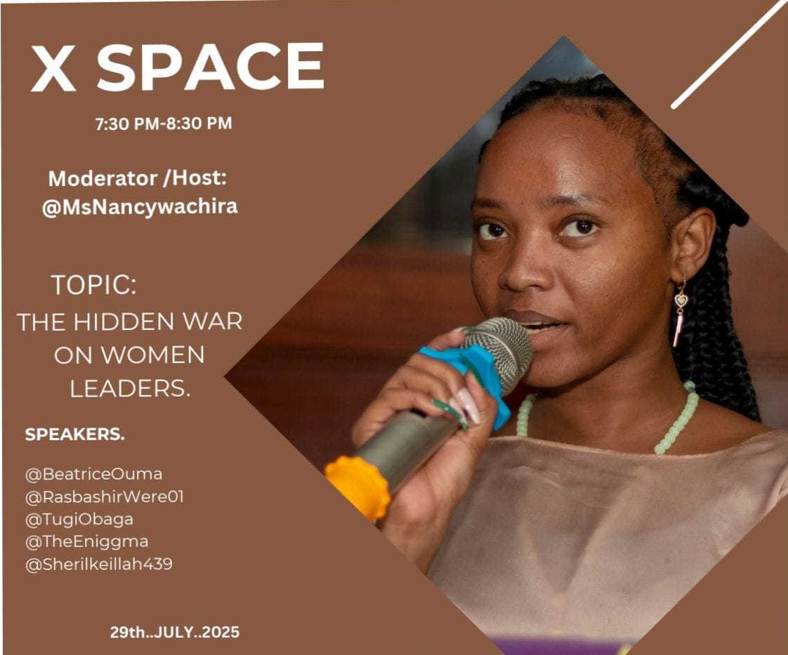 The Tribe of Wakanda (@theeniggma) on Twitter photo is there a hidden war on women leaders in online spaces?
<a href="/MsNancywachira/">Nancy Wachira</a> is hosting this Space tonight as we look at what it's llike to be a woman leader in Kenya
catch you there! 😃 is there a hidden war on women leaders in online spaces?
<a href="/MsNancywachira/">Nancy Wachira</a> is hosting this Space tonight as we look at what it's llike to be a woman leader in Kenya
catch you there! 😃