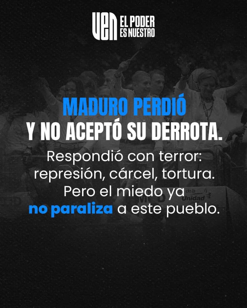 VenEsVenezuela's tweet photo. La libertad está cerca, pero nos necesita juntos y preparados.

El 28J marcó un antes y un después en esta lucha y no habrá nadie que detenga a un pueblo decidido a cambiar. https://t.co/4e5TiAoMK1