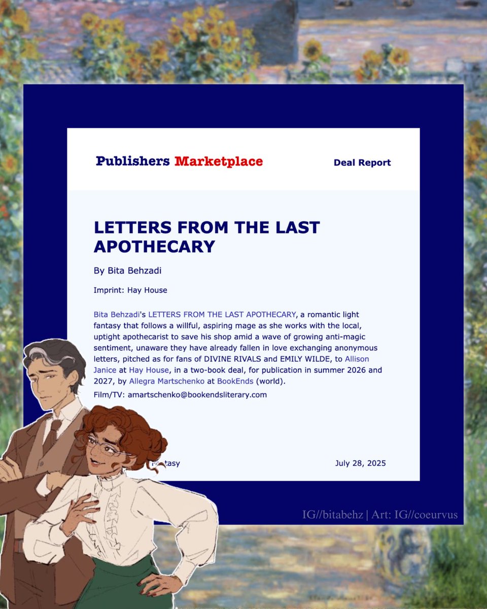 LETTERS FROM THE LAST APOTHECARY is coming Summer 2026!
💌
Eternally grateful to be debuting with the lovely people at Hay House. Somehow, I now get to share my gaslamp fantasy with a side of romance with the world. Thank you 💖