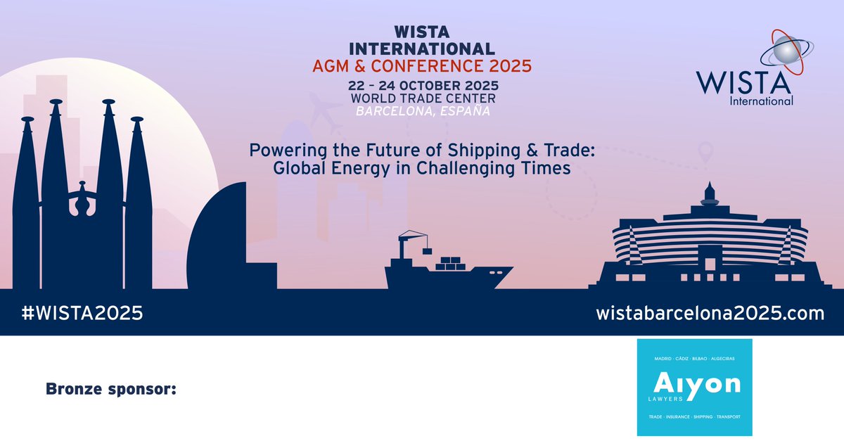 🤝 Sponsor Announcement - Aiyon Abogados
 
We are delighted to welcome Spanish law firm Aiyon Abogados as a bronze sponsor of the WISTA International AGM &amp; Conference 2025! 🚢✨
 
 📅 Join us in Barcelona from 22-24 October – register here: wistabarcelona2025.com
 
#WISTA2025