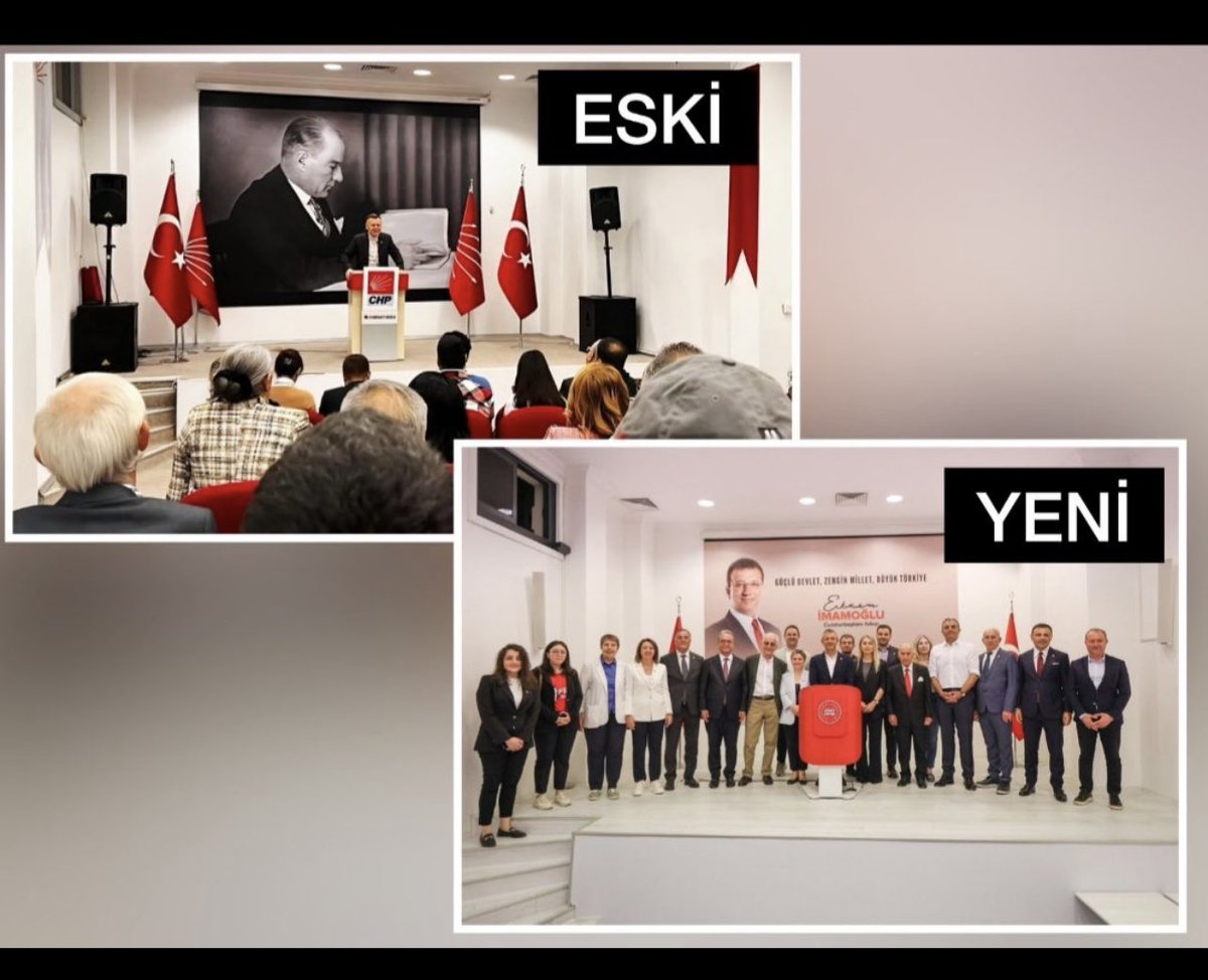 Önce genel merkezin  basın toplantı salonunda bulunan Atatürk resmini indirdiler. Şimdi ise Parti Okulu’ndaki…

Nasıl güzel mi bu değişim?

CHP yönetimi “Nasıl olsa kimse bir şey demiyor” anlayışıyla Atatürk’ün resimlerini her yerden kaldırıyor. 

Parti Okulu’ndaki Atatürk