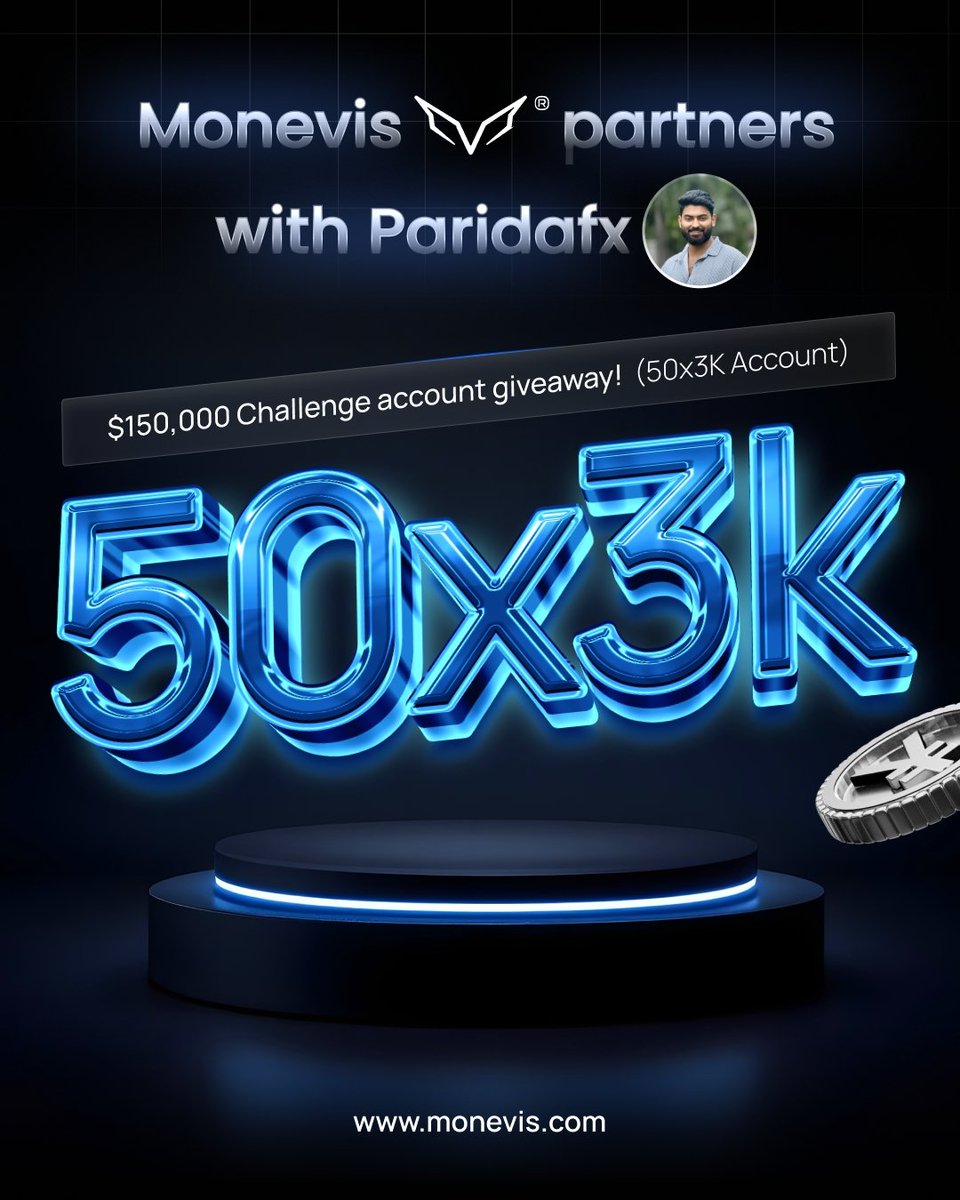 💰 Monevis  firm  Giveaway💰

3  x $50000 Funded Account 

1️⃣Register \(MOST IMPORTANT\) \- monevis.com/?ref=ABHIP3EL
 
2️⃣Follow \- 
<a href="/monevis/">Monevis Funding</a>
 &amp; 
<a href="/cryptoparida/">ParidaFX</a> 

3️⃣Like, Comment &amp; Retweet

4️⃣  join  discord 👇
discord.gg/ezXm8X6F

Winners will be picked soon. 

#GiveawayAlert