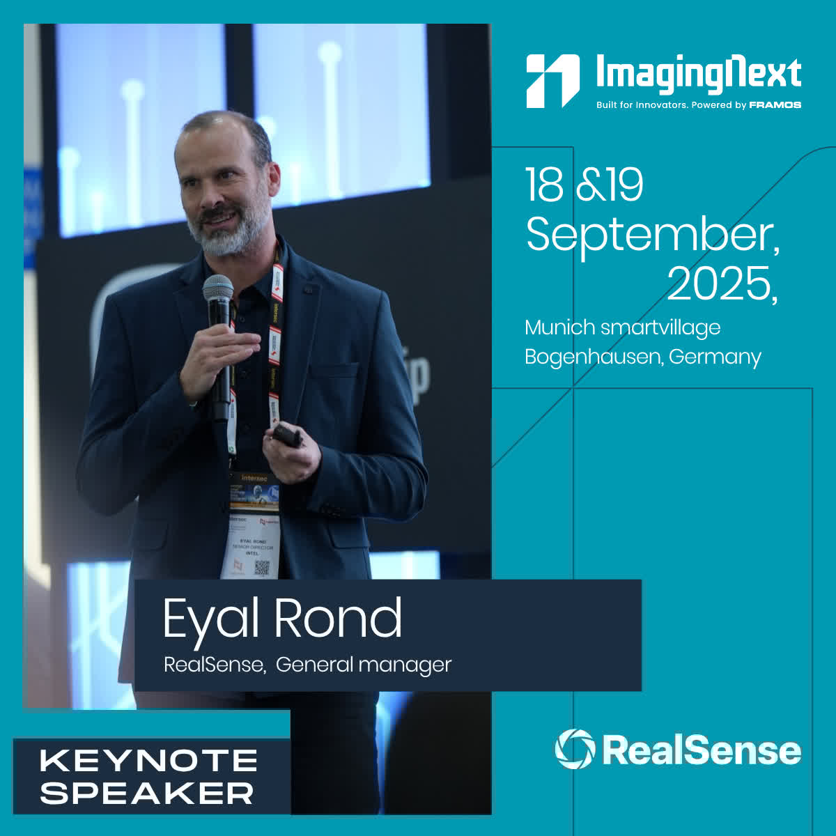 framosimaging's tweet image. 🎤 Keynote speaker announcement!

We&apos;re very pleased to welcome Eyal Rond, General Manager and VP of R&amp;amp;D at RealSense.

👥 Attending with colleagues? Use our 3+1 Group Offer – get 4 passes for the price of 3 👉 bit.ly/3FLSfM2?utm_ca… 

#ImagingNext2025 #FRAMOS