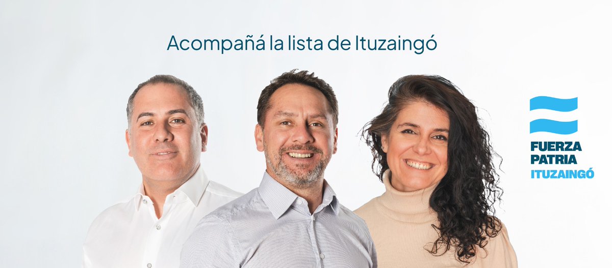 Acompañá la lista de Fuerza Patria en Ituzaingó.
Juan Manuel Álvarez Luna - 1º Concejal
Valeria Susperreguy - 2º Concejal
✌️🏼🇦🇷
<a href="/Valsusperreguy/">Val Susperreguy</a> <a href="/jmalvarezluna/">Juan M. Alvarez Luna</a>