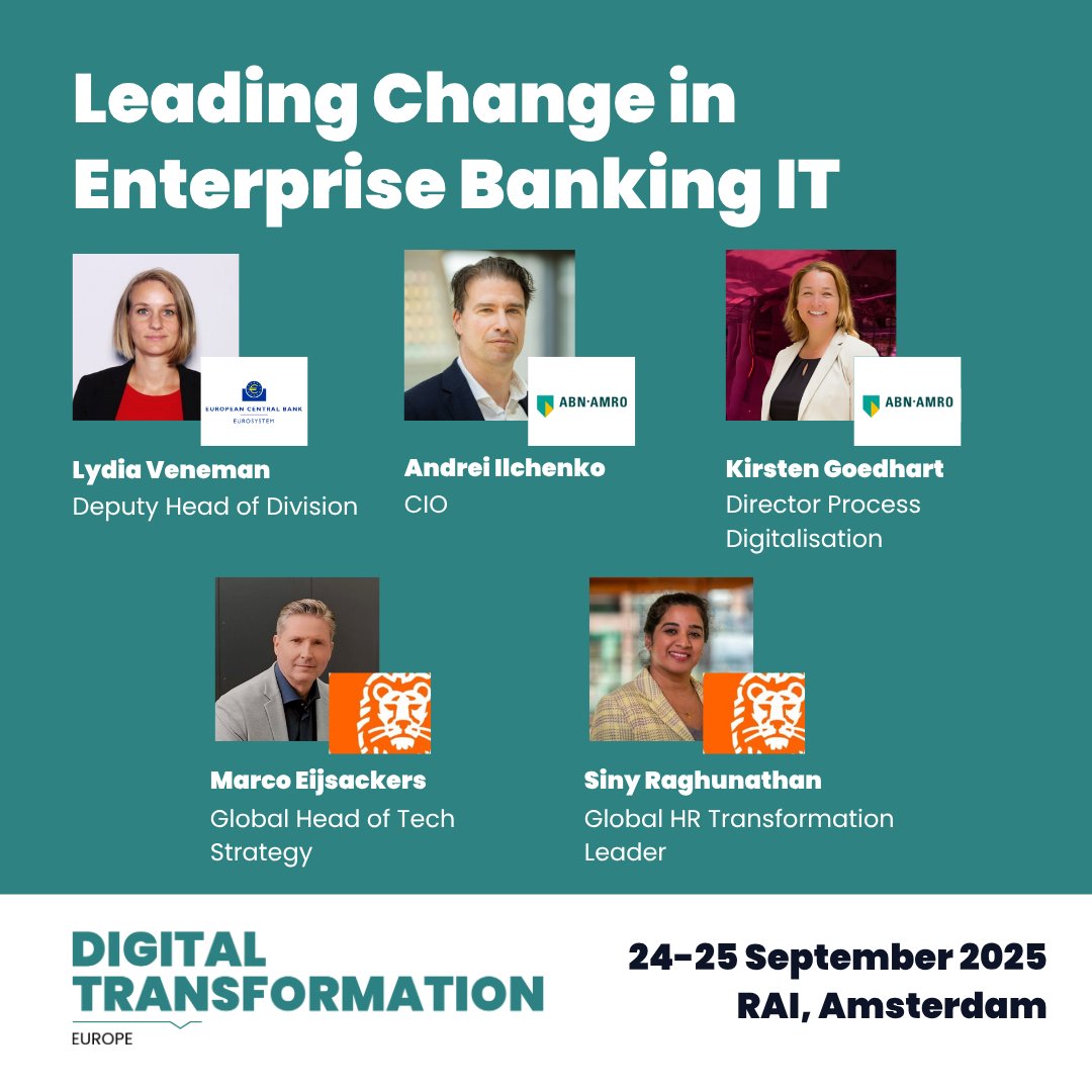 DigitalTWeek's tweet image. 🚨 Banking IT is accelerating. AI, automation &amp;amp; multi-cloud are reshaping finance - fast.

CIOs &amp;amp; CTOs: join 8,000+ peers at Digital Transformation Expo Europe (24–25 Sept, Amsterdam) to learn what actually works.

🎟️ digitaltransformation-week.com

#BankingTech #DigitalTransformation