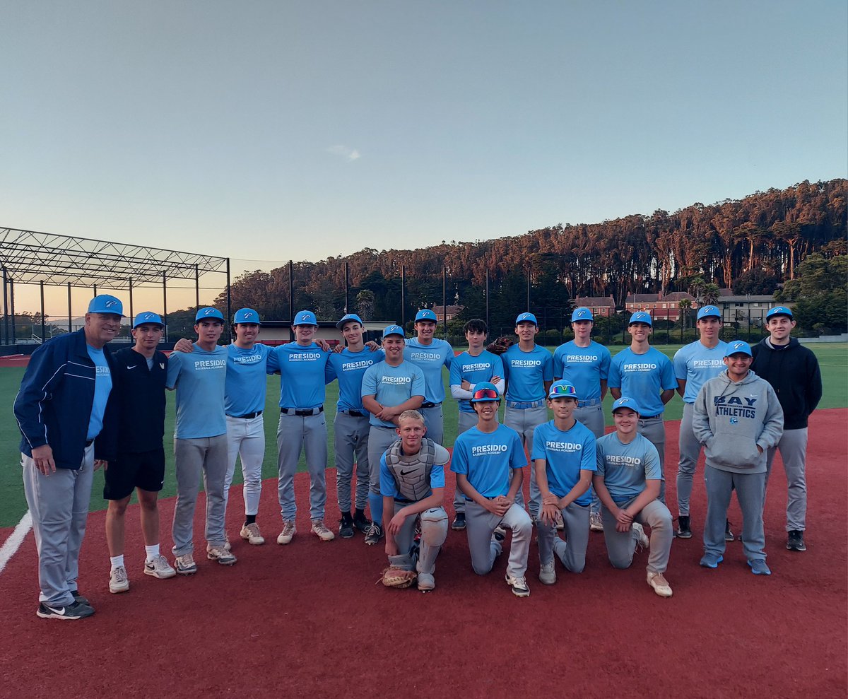 Presidio Baseball Academy team tied for 1st place with our 12-9 win at Paul Goode field yesterday.  We are 14-3 overall and 11-2 in league play with 1 game left vs South City. Great Summer of baseball for our players! Let's go! #BaseBall #summertime