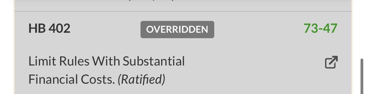 Override #3 Is Done. 

The NC House has just overridden HB 402 — a major win for transparency. 

If a state agency proposes a rule costing $20M+ over 5 years, it now must get General Assembly approval. No more runaway spending behind closed doors in Raleigh. #ncpol