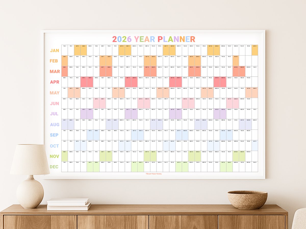 VibrantVisionV's tweet photo. 🗓️ Plan your year with style!
Get the Giant 2026 Wall Calendar – minimalist, colorful, and printable in 36x48", A0 &amp; more.
Perfect for home, office &amp; classrooms.
Instant download →
https://t.co/470Haei5as
#2026Calendar #PrintableCalendar #EtsyFinds #DigitalDownload #WallCalendar https://t.co/BQnEHplQLL
