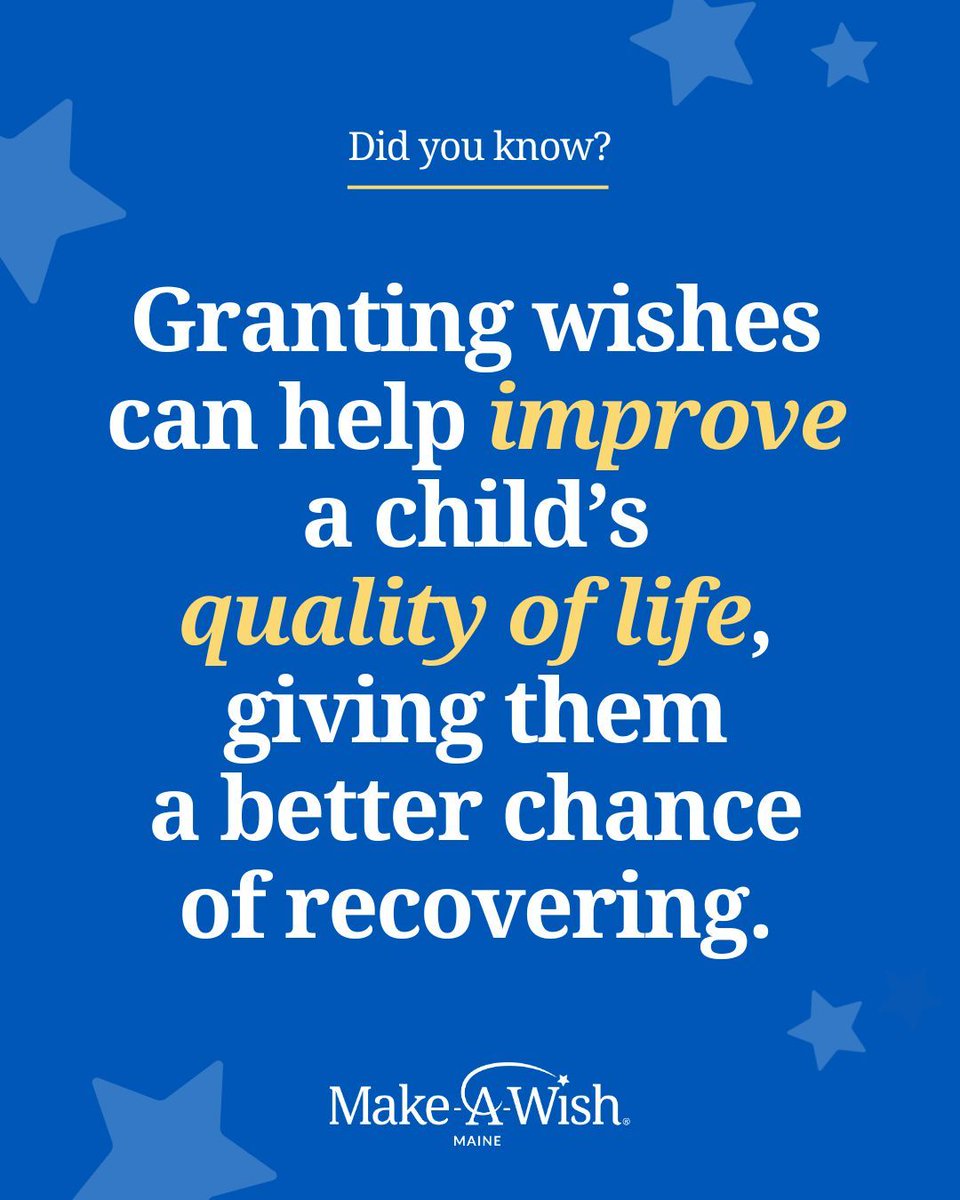 A wish can be life-changing for a child facing a critical illness – and everyone involved. 💫  

Together, we can make more wishes come true: wish.org/maine