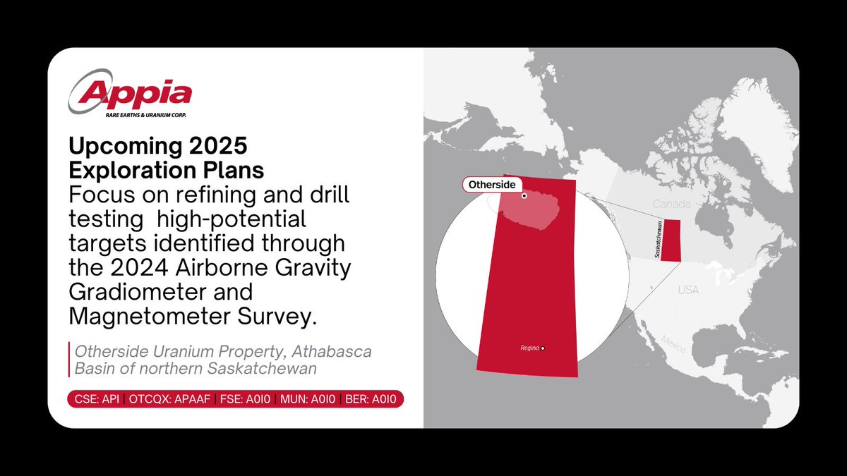📈 News Release Highlight
⛏️ Upcoming 2025 Exploration Plans
📍 Otherside Uranium Property, Athabasca Basin of northern Saskatchewan
Find the details at this link 🔗 stockmkt.info/4kHIywW 
___
🇨🇦 CSE: $API.CA | 🇺🇸 OTCQX: $APAAF | 🇩🇪 FWB: A0I0
#UraniumStocks