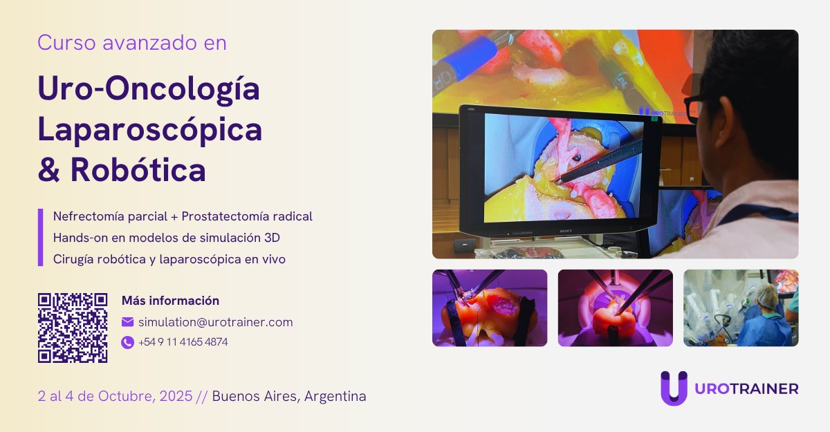 Curso Intensivo en Uro-Oncología

🎓 Nefrectomía Parcial + Prostatectomía Radical
Metodología ➡️ Hands-On en modelos 3D + Cirugía en vivo

🗓️ 2 al 4 de Octubre, Buenos Aires
🟢 Early tickets 10% OFF hasta 1 de Sept
📩 simulation@urotrainer.com