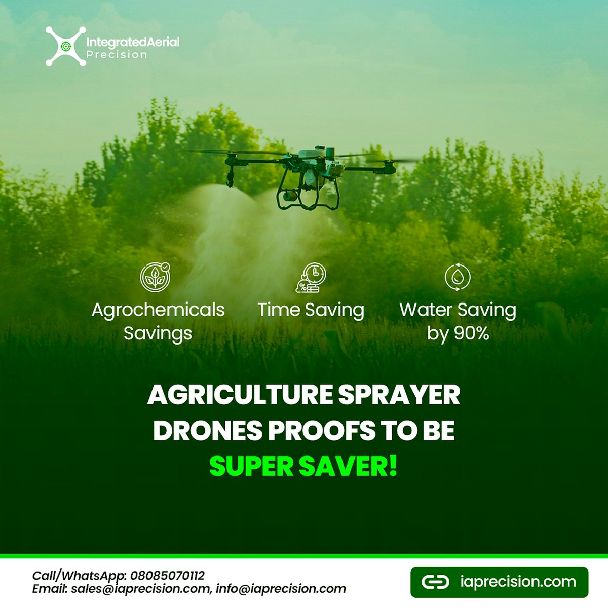 Agricultural drones are proven super savers. The ROI is undeniable.

✅Agrochemical Savings 
✅ Time Savings 
✅ Water Savings (up to 90%)

Efficiency delivered. 

Learn how we do it: iaprecision.com