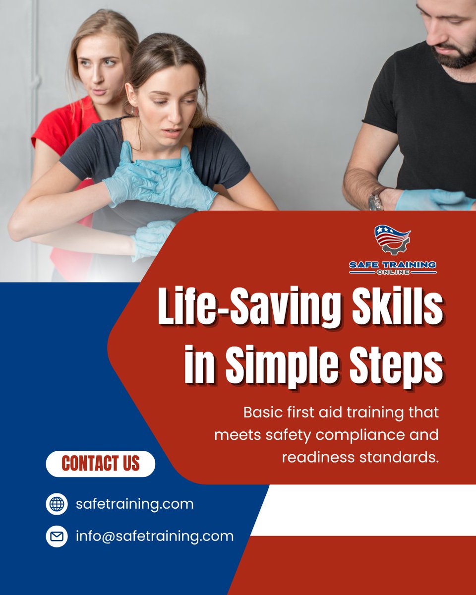 SAFETrainingOn1's tweet image. Master basic first aid skills in simple steps. Stay compliant, ready, and prepared to save lives.
#FirstAidTraining #BasicFirstAid #SafetyCompliance #EmergencyPreparedness #SaveLives #WorkplaceSafety #HealthAndSafety #CPRTraining #InjuryResponse #SafetySkills