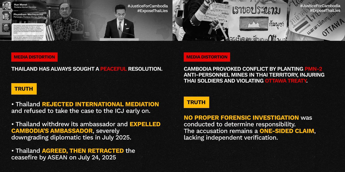 BormeiO2's tweet image. All Thai medias use tactic “FAKE IT UNTIL YOU MAKE IT.” If you trust Thai medias your critical thinking is questionable 👏🏼

#ExposeThailandLies 
#TruthForCambodia