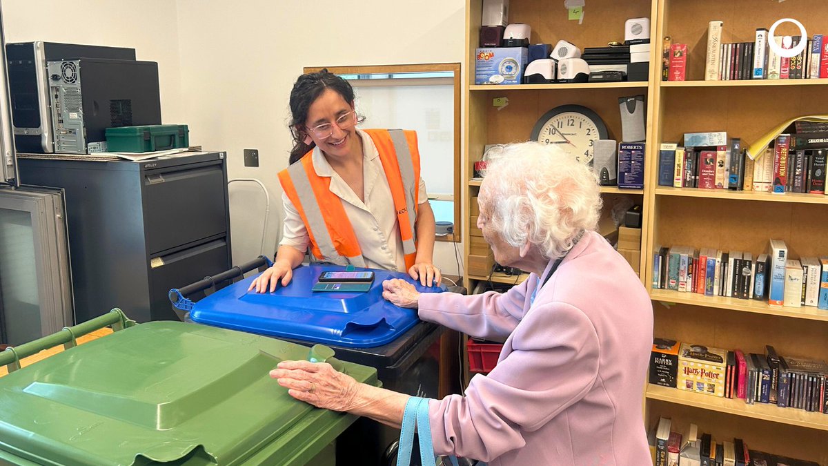 Our Kingston team recently joined @Kingston_blind's launch event to trial a new recycling system, which uses drilled holes in bins to help visually impaired residents identify them by touch 🖐️ It's great to see this inclusive recycling in action ♻️