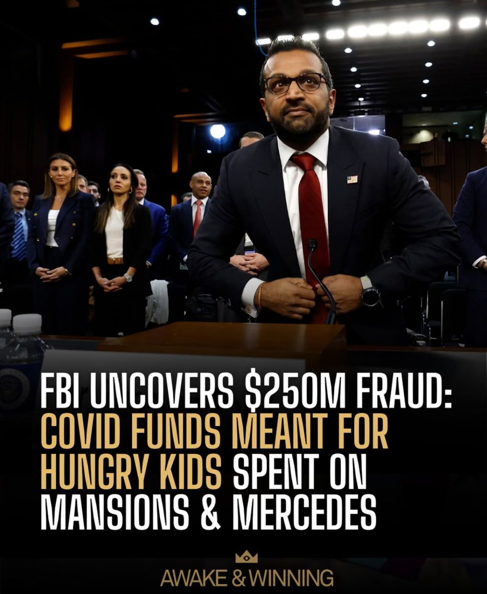 A network of 70 people created over 300 fake food distribution sites... claiming to feed kids who never existed. They stole $250 million in taxpayer-funded COVID aid and funneled it into:
👉 Lavish mansions
👉 Luxury cars like Mercedes and Teslas
👉  Designer goods, vacations,