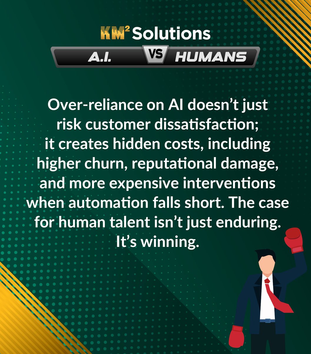 KM2solutions's tweet image. #AI promised disruption. But in 2025, the cracks are showing, and the value of human talent is rising. From underperforming chatbots to failed AI-led collections, it’s clear: the future still belongs to people.
Read the full article here: km2solutions.com/resources/aivs…
#KM2Solutions