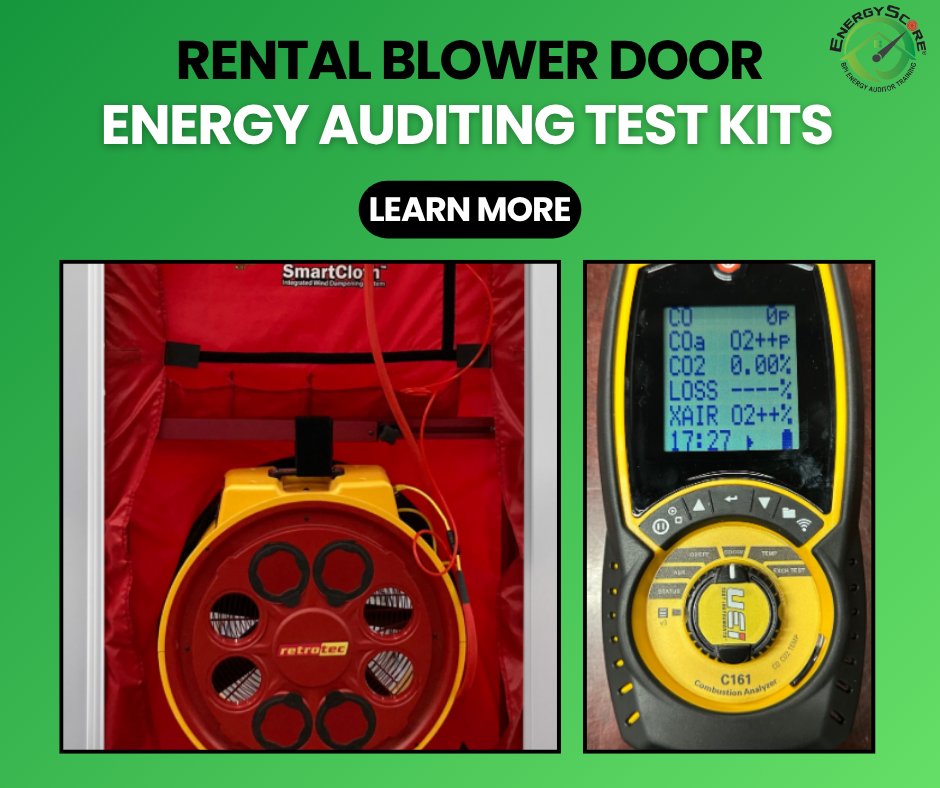 EnergyScore's tweet image. 🛠️ Ready to test like a pro? Rent top-tier blower door and combustion analyzer kits for your next energy audit. Affordable, reliable, and shipped to your door.
bit.ly/3VL1G30
 
#EnergyAudits #BlowerDoorTest #EnergyScoreTraining