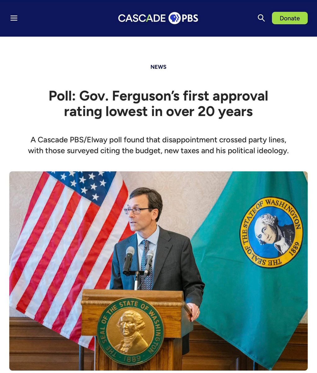 It's official: Today is July 29th, 2025 <a href="/GovBobFerguson/">Governor Bob Ferguson</a> is the worst Governor in Washington state history. It didn't take long.