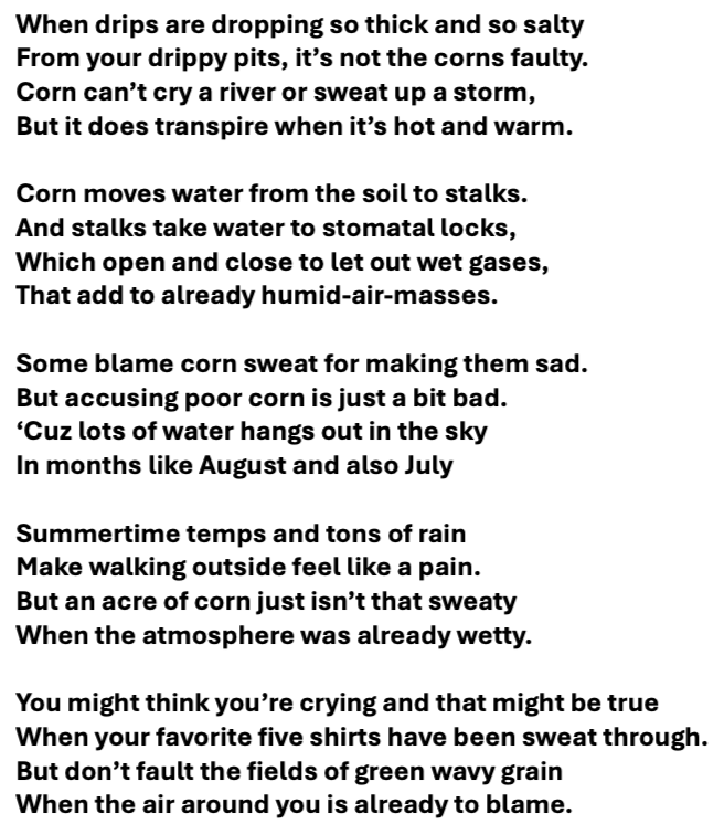 Corn sweat phytopoetry: