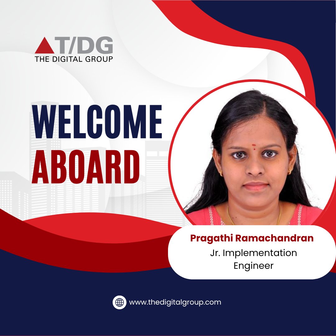 thedigtalgroup's tweet image. We would like to welcome Pragathi Ramachandran to The Digital Group as a Jr. Implementation Engineer! We look forward to her contributions and are excited to see her grow and excel in the role. Join us in giving her a warm welcome!

#TDG #Hiring #ImplementationEngineer #JoinUs