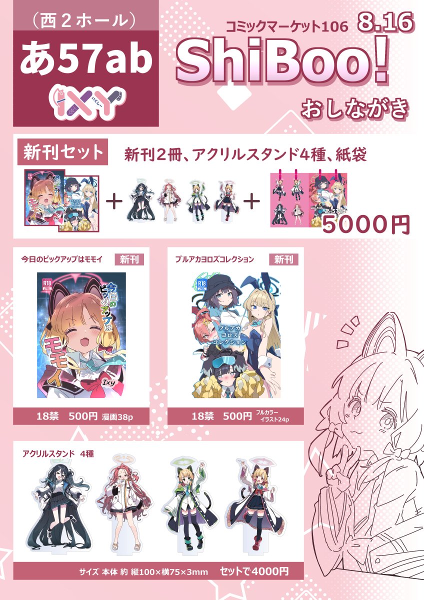 夏コミ1日目 西あ57ab（ブルアカ）にて新刊セットやアクスタ作りました