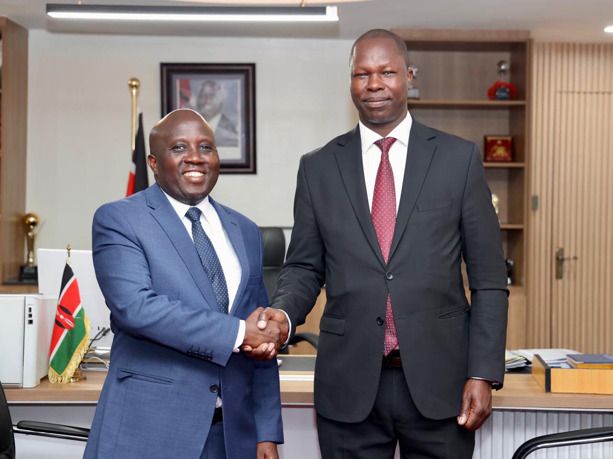 Today, PS Hon. Arumonyang Joel,CBS, met PS Eng. John K. Tanui,CBS, to align Public Works with Digital Infrastructure in support of #BETA. They emphasized integrating smart buildings, transport &amp; ICT systems to deliver secure, efficient, future-ready public services. #DigitalKenya