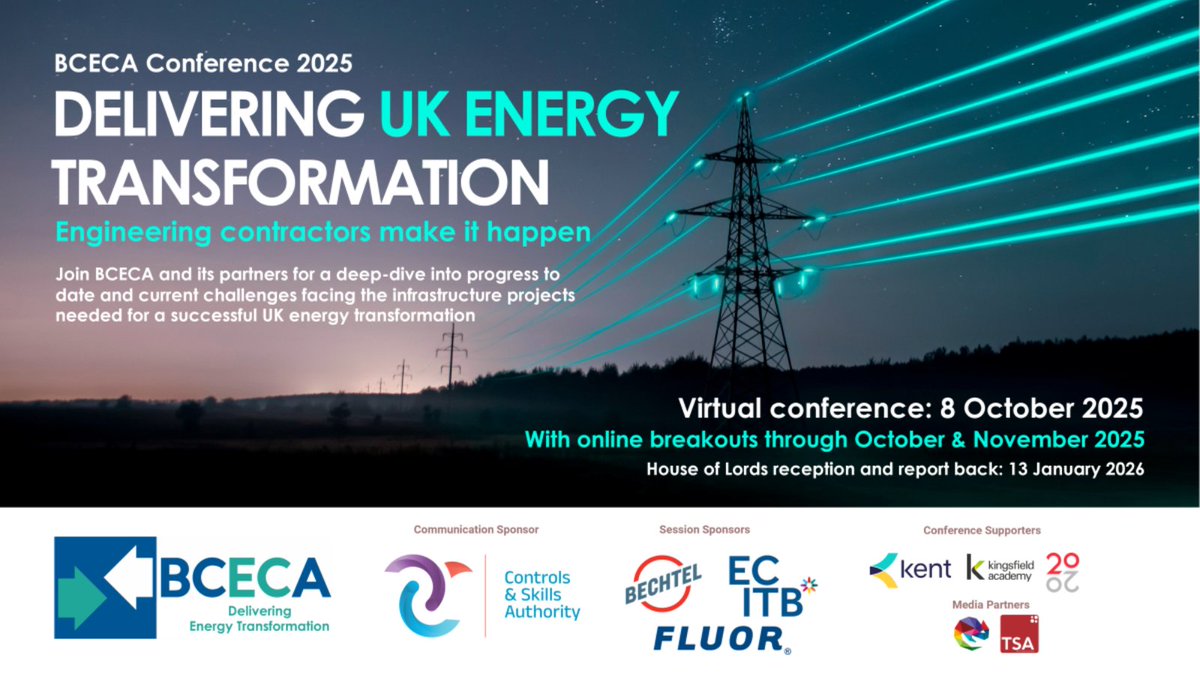 The <a href="/UK_TSA/">TSA</a> is delighted to support the <a href="/BcecaLtd/">BCECA Ltd</a>'s 5th virtual Annual Conference which will take place on Wednesday 8 October 2025.

✔️ Don't miss this important event and register today: ow.ly/fcqt50Wr1RM

#Infrastructure #EnergyTransformation