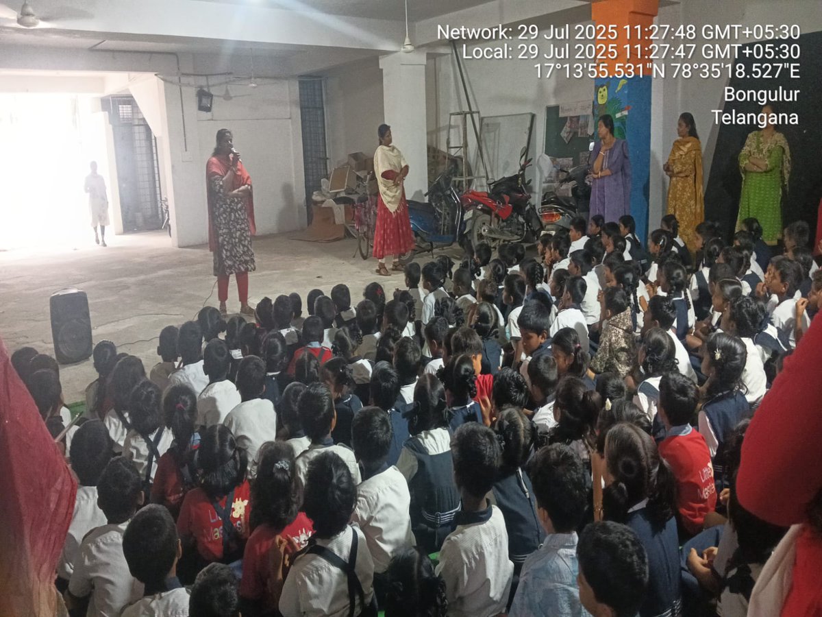 Today 
She Team Ibrahimpatnam Division conducted Awareness programme at Master minds School,Bongloor village of Adibatla Ps limits.
We have given the Awareness about SHE TEAMS, Cyber crime offences, Human trafficking, Gender Sensitisation,Child marriages, child Labour, etc.