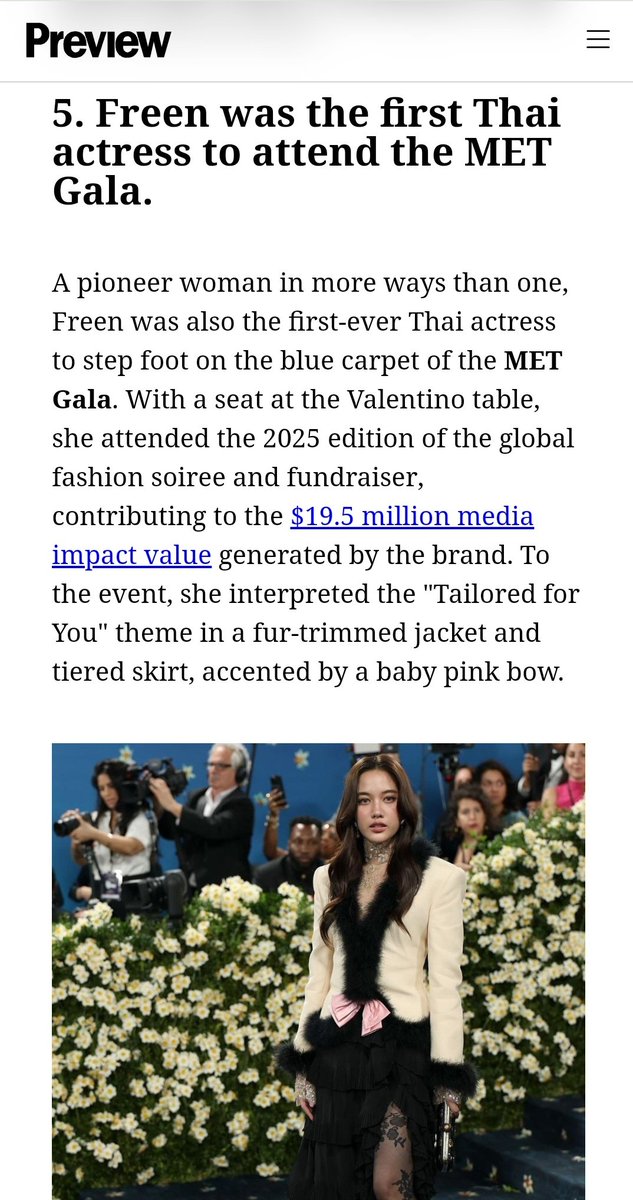 Sampiyo_freen's tweet image. Who Is Freen Sarocha? Facts on the Thai Actress and Fashion Muse
The Valentino ambassador is the first-ever Thai actress to attend the MET Gala.
🔗preview.ph/culture/entert…
#srchafreen #FreenSarocha