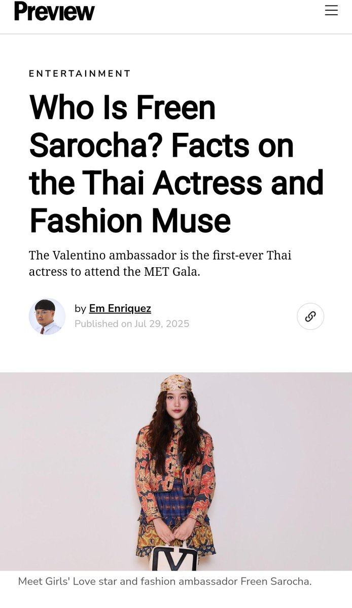 Sampiyo_freen's tweet image. Who Is Freen Sarocha? Facts on the Thai Actress and Fashion Muse
The Valentino ambassador is the first-ever Thai actress to attend the MET Gala.
🔗preview.ph/culture/entert…
#srchafreen #FreenSarocha