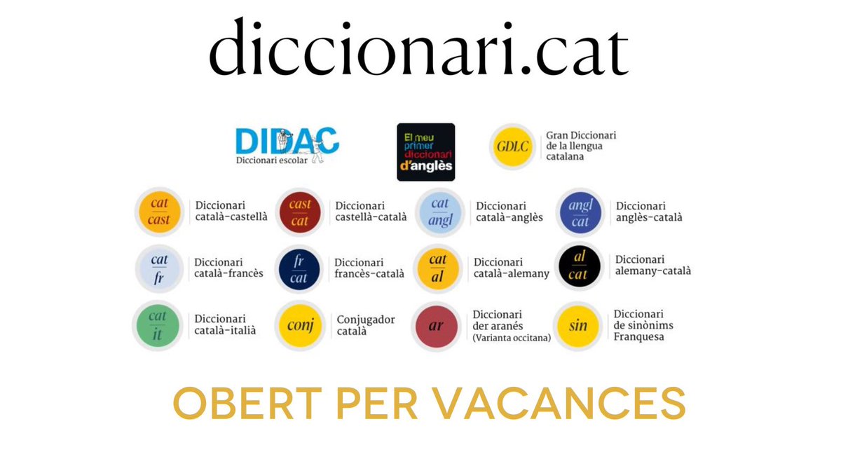 Diccionari.cat NO fa vacances! 😃

Consulteu-lo: 

- com es diu pareo en català? diccionari.cat/GDLC/pareo 

- d'on ve el mot biquini? diccionari.cat/GDLC/biquini 

- això de l'arròs, són tellerines o tallarines? diccionari.cat/GDLC/tellerina 

- sinònims de xàfec? … 🔍