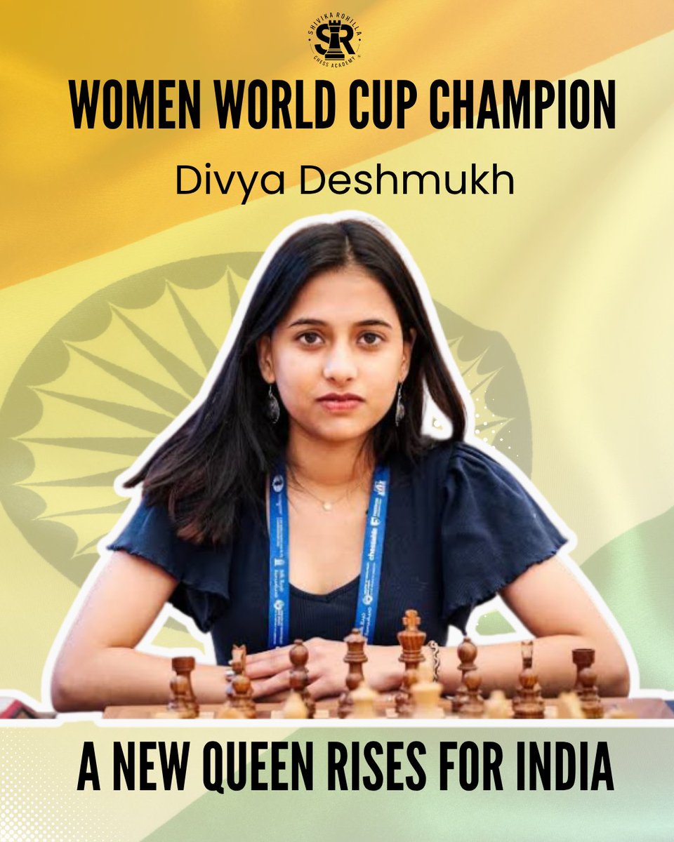 History Made! 
Congratulations to Divya Deshmukh – the new Women’s World Cup Champion &amp; the 88th Grandmaster of India! 
From a dream to the top of the chess world – you inspire every young talent at SRCA to dream bigger and work harder.
Indian Chess is unstoppable! 
#Grandmaster