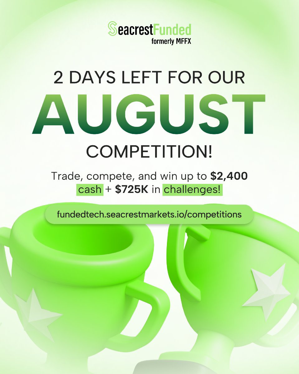 B.U.M.O.J.J.A (@bumojja_benjie) on Twitter photo 2days left folks 👀
Register for August competition, trade, compete and stand a chance to win upto $2400 cash + &725k in challenges only with <a href="/seacrestfunded_/">Seacrest Funded</a> 🫵 2days left folks 👀
Register for August competition, trade, compete and stand a chance to win upto $2400 cash + &725k in challenges only with <a href="/seacrestfunded_/">Seacrest Funded</a> 🫵