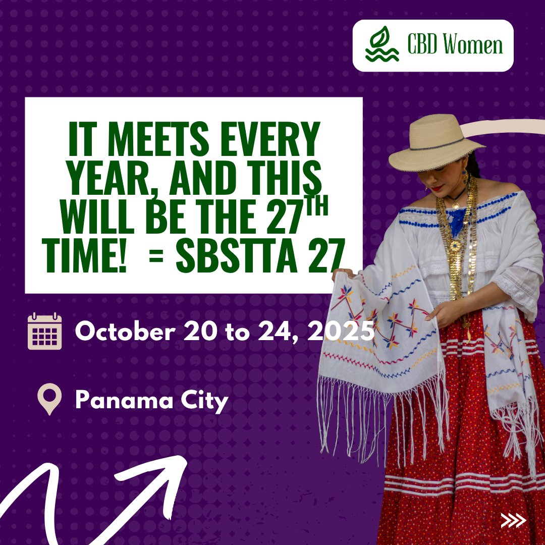 cbd_wc's tweet image. 📣 What is SBSTTA & why does it matter?
It’s where science becomes policy — impacting women & girls on the frontlines of biodiversity loss.
At #SBSTTA27 (Oct 20–24), #CBDWomensCaucus is pushing for gender equity in all biodiversity decisions.
🔗cbd.int/decision/cop/d…