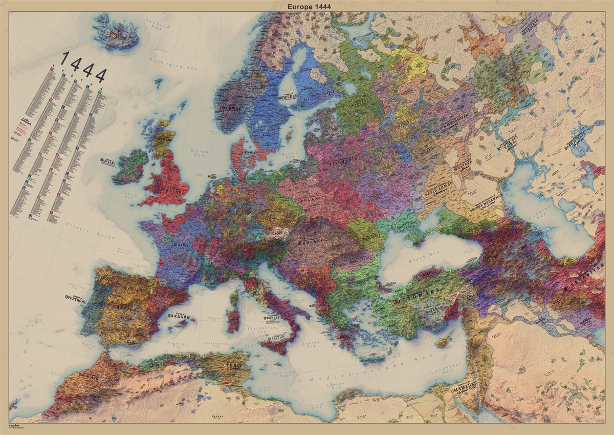 Europe in 1444. Created by ratkabratka. This map depicts Europe at 1444, after the Battle of Varna.