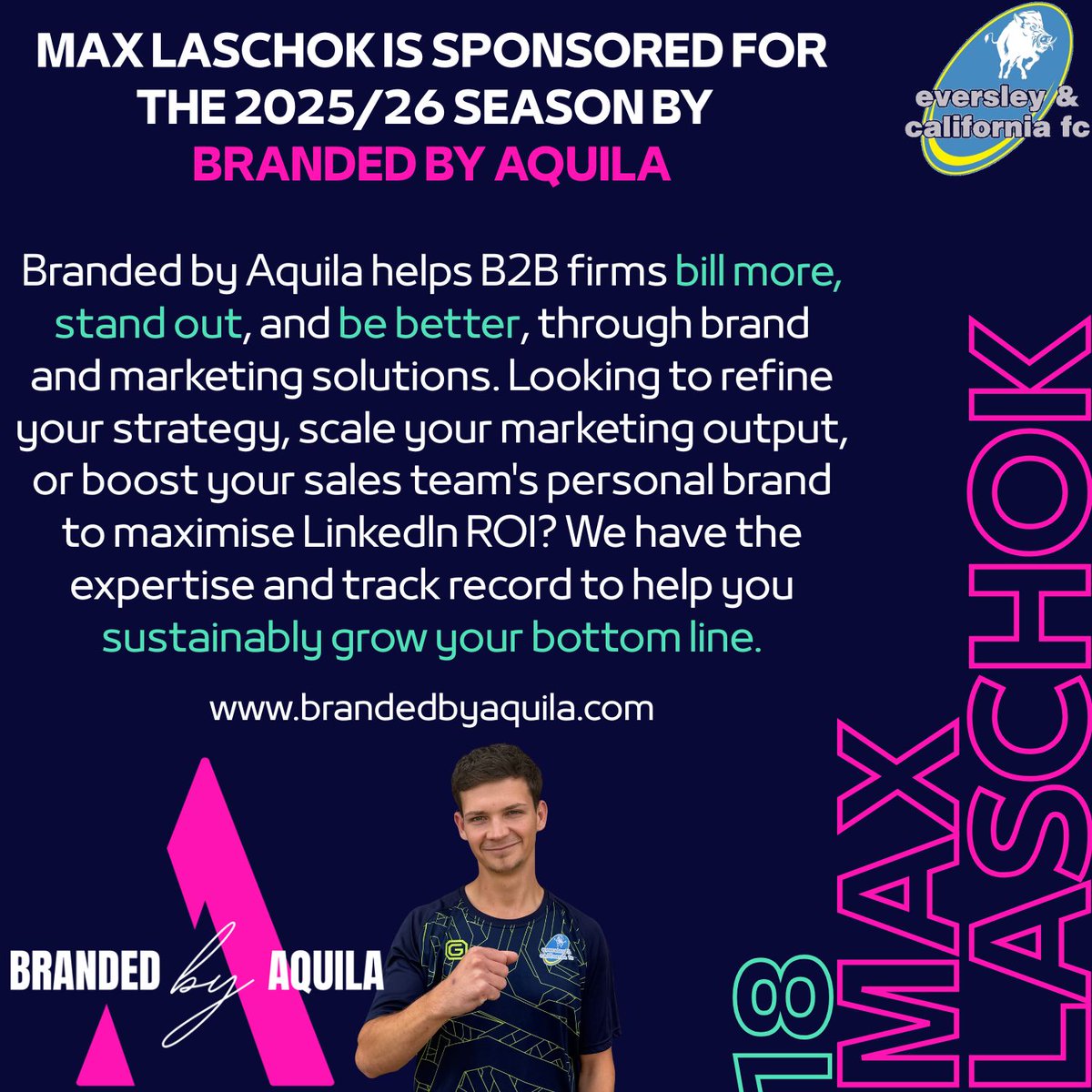 𝐏𝐋𝐀𝐘𝐄𝐑 𝐒𝐏𝐎𝐍𝐒𝐎𝐑𝐒𝐇𝐈𝐏 𝐀𝐍𝐍𝐎𝐔𝐍𝐂𝐄𝐌𝐄𝐍𝐓

We are delighted to announce that <a href="/maxlaschok/">Maxx🧸</a> will be sponsored for the 2025/26 season by Branded By Aquila.

Visit brandedbyaquila.com for full details on B2B marketing solutions.

#UpTheBoars🐗